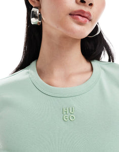 HUGO Red cropped baby t-shirt light green