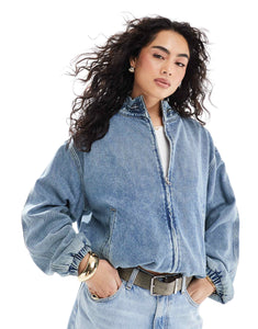 DESIGN denim bomber jacket midwash blue