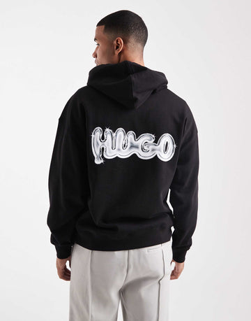 HUGO BLUE Nyrohood bubble loose fit hoodie black