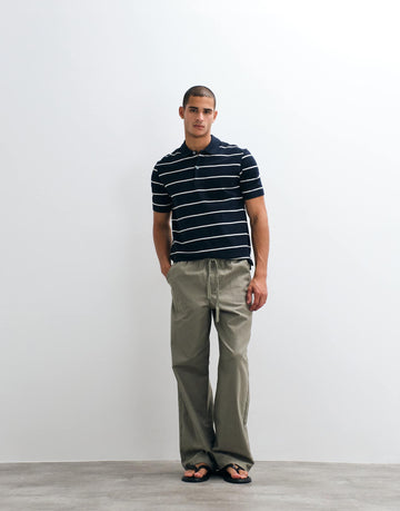 ARKET pure cotton short sleeve polo navy stripe