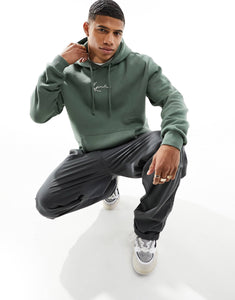 Karl Kani signature pullover hoodie sage green