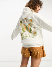 Load image into Gallery viewer, Reclaimed Vintage butterfly skate hoodie ecru