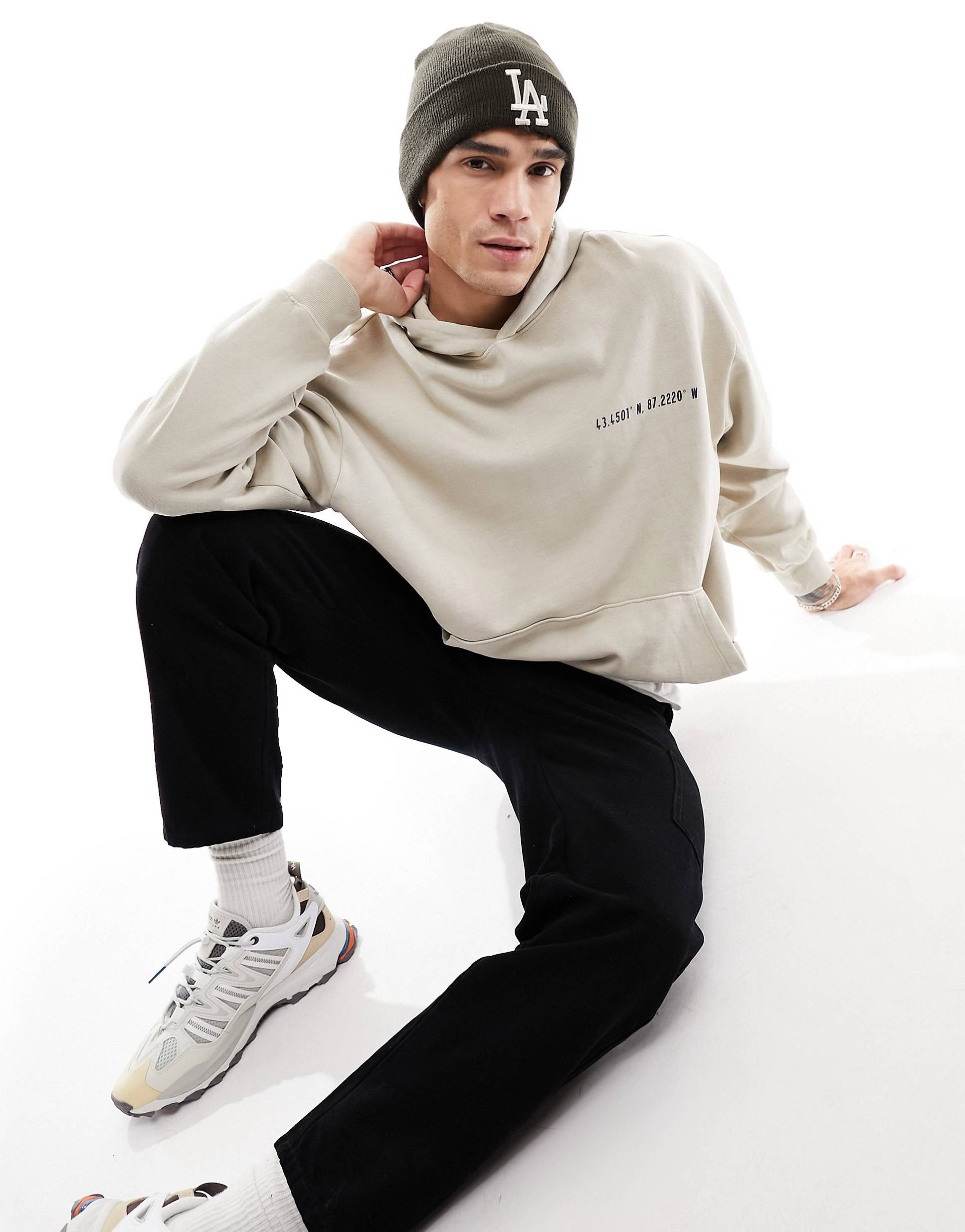 DESIGN oversized hoodie outdoor back beige
