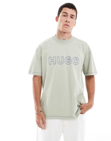 HUGO Blue nitlogo oversized t-shirt light green