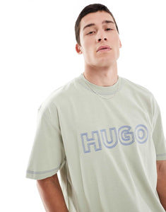 HUGO Blue nitlogo oversized t-shirt light green