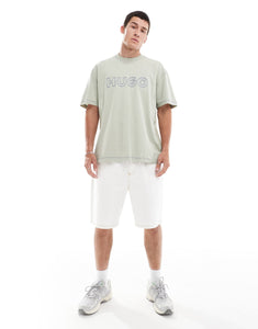 HUGO Blue nitlogo oversized t-shirt light green