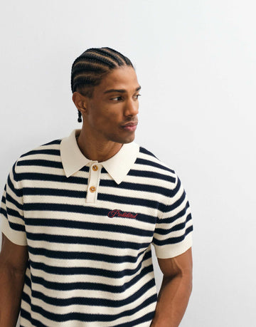 Prohibited open collar polo shirt black