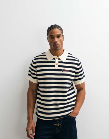 Prohibited open collar polo shirt black