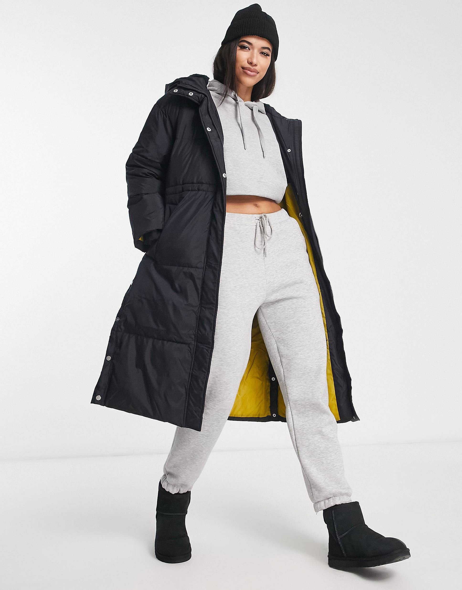 UGG Keely longline puffer coat black