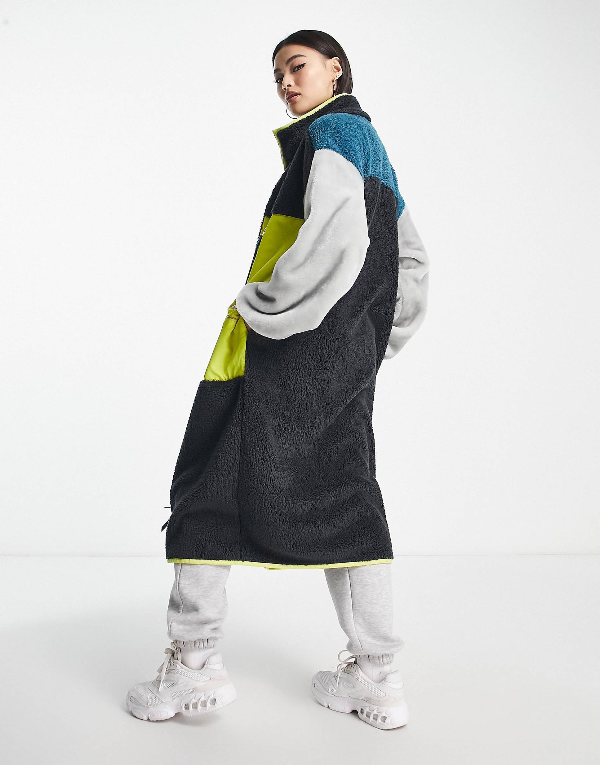 UGG Marlene long sherpa jacket colourblock