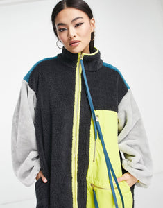 UGG Marlene long sherpa jacket colourblock