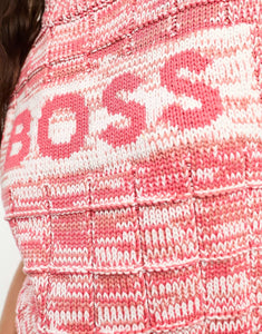 BOSS ORANGE logo knitted vest washed pink