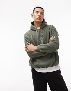 Topman oversized hoodie rose washed green