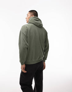 Topman oversized hoodie rose washed green