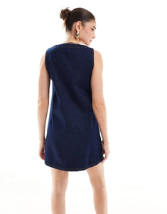 Nobody's Child Kacey pinny mini dress blue