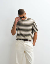Load image into Gallery viewer, Selected heavyweight oversized stripe t-shirt multi