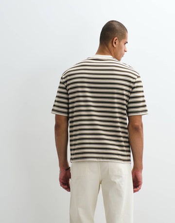 Selected heavyweight oversized stripe t-shirt multi