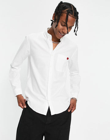 HUGO Evito slim fit long sleeve shirt white