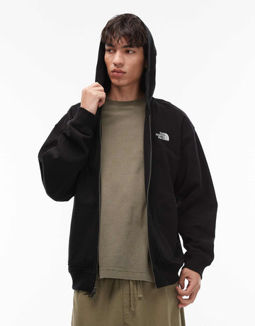 The North Face unisex oversized double zip hoodie black
