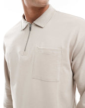 Load image into Gallery viewer, New Look long sleeve polo shirt co-ord stone