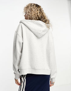 Weekday Essence standard zip hoodie grey