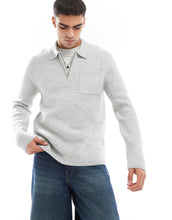 Load image into Gallery viewer, New Look brushed knit zip polo grey marl