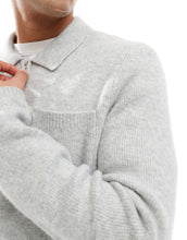 Load image into Gallery viewer, New Look brushed knit zip polo grey marl