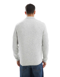 New Look brushed knit zip polo grey marl