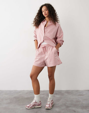 Sweaty Betty Summer Stripe Shirt set pink white stripe