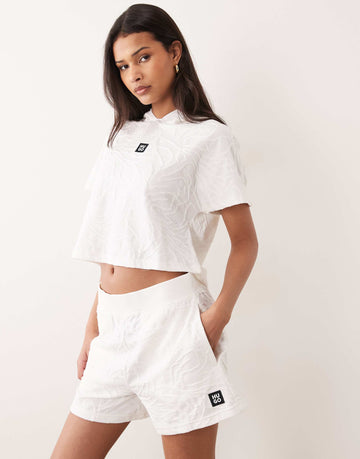 Hugo Red loungewear shorts hood co-ord white