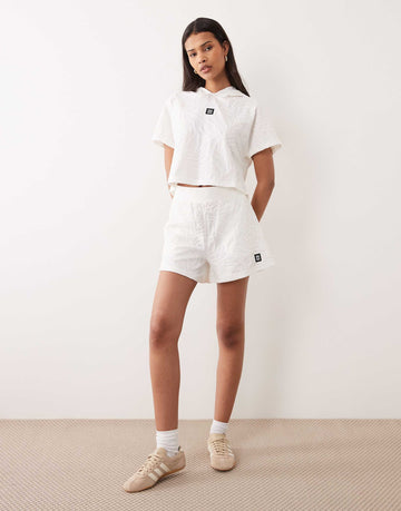 Hugo Red loungewear shorts hood co-ord white