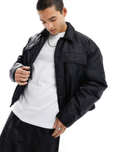 Load image into Gallery viewer, DESIGN co-ord oversized cropped coach jacket black