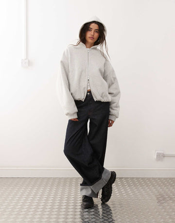 Weekday oversized hoodie borg lining grey melange