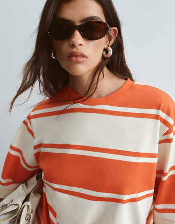 ARRANGE oversized premium heavy weight t-shirt red stripe