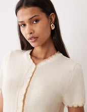 Load image into Gallery viewer, Miss Selfridge short sleeve blanket stitch cardigan cream