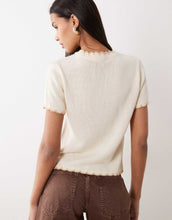 Load image into Gallery viewer, Miss Selfridge short sleeve blanket stitch cardigan cream