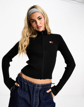 Load image into Gallery viewer, Tommy Jeans knit zip through sweater black