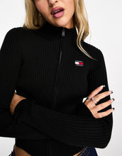 Load image into Gallery viewer, Tommy Jeans knit zip through sweater black