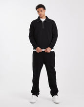 Load image into Gallery viewer, Mango quarter zip polo top in black
