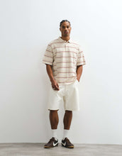 Load image into Gallery viewer, Weekday boxy fit polo t-shirt seam detail red beige stripe