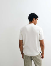Load image into Gallery viewer, DESIGN Essential knitted cotton blend zip polo ecru