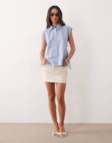 DESIGN open back sleeveless shirt stripe