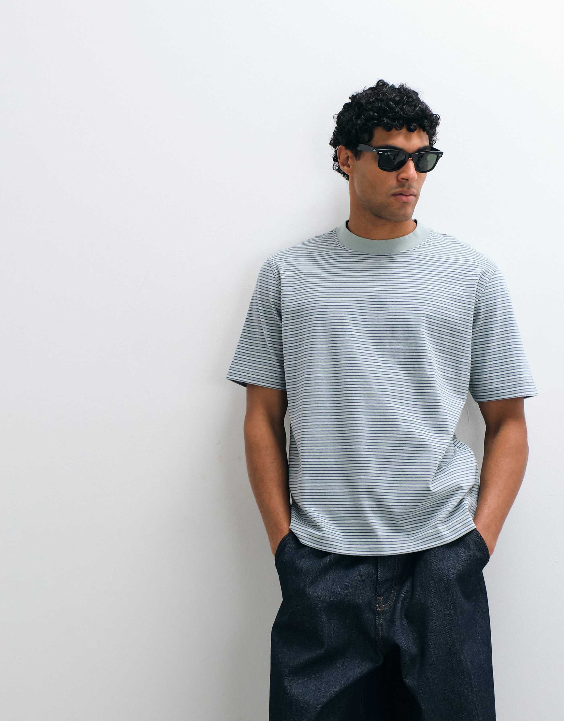 Abercrombie & Fitch premium heavyweight t-shirt green stripe