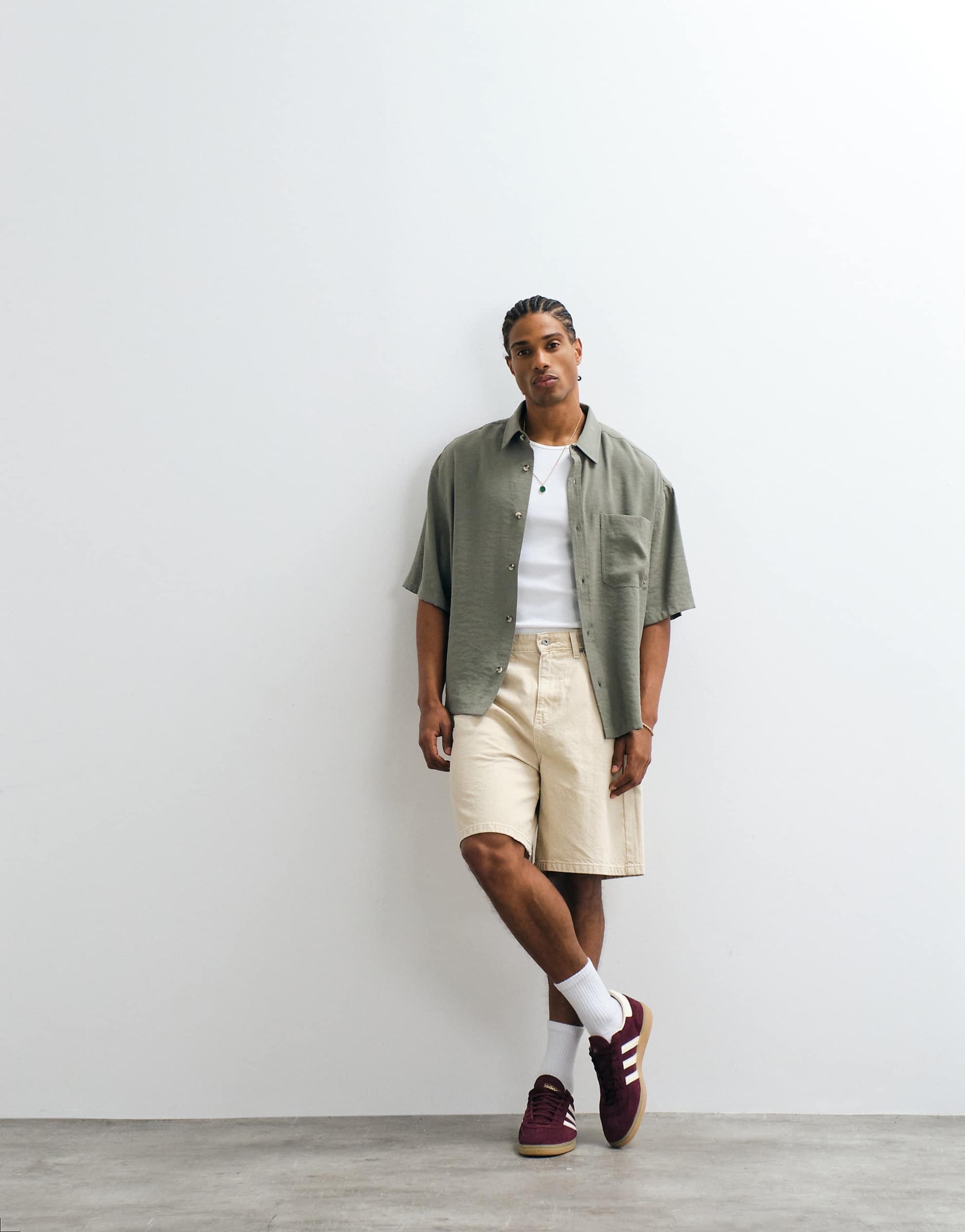 DESIGN boxy oversized drapey shirt khaki