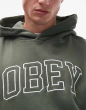 Load image into Gallery viewer, Obey collegiate faded pullover boxy hoodie khaki green