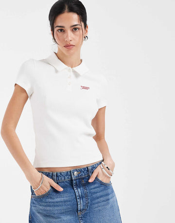 Tommy Jeans star novelty logo polo shirt white