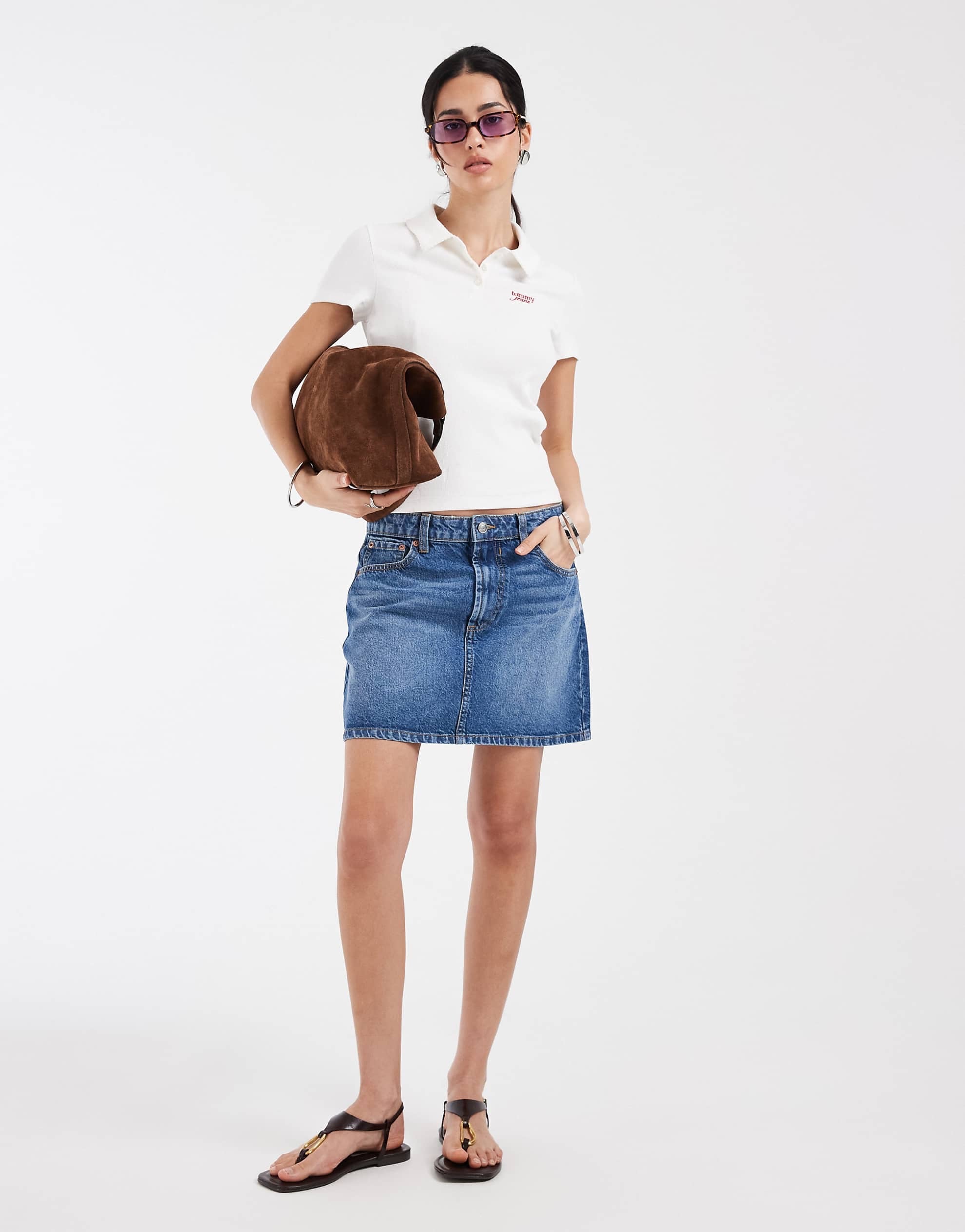Tommy Jeans star novelty logo polo shirt white
