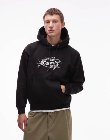 Obey stars pullover oversized hoodie black