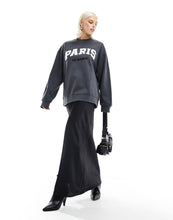 Load image into Gallery viewer, DESIGN oversized sweat paris graphic charcoal marl
