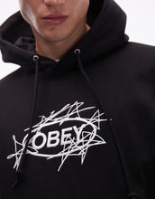 Load image into Gallery viewer, Obey stars pullover oversized hoodie black